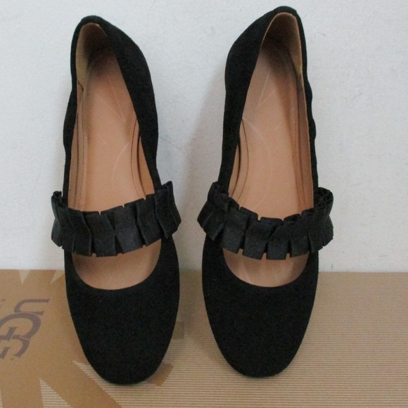 🔥❤️ FINAL SALE!! UGG Thea Ruffle Ballet Flats Black NEW IN BOX * - Picture 4 of 10